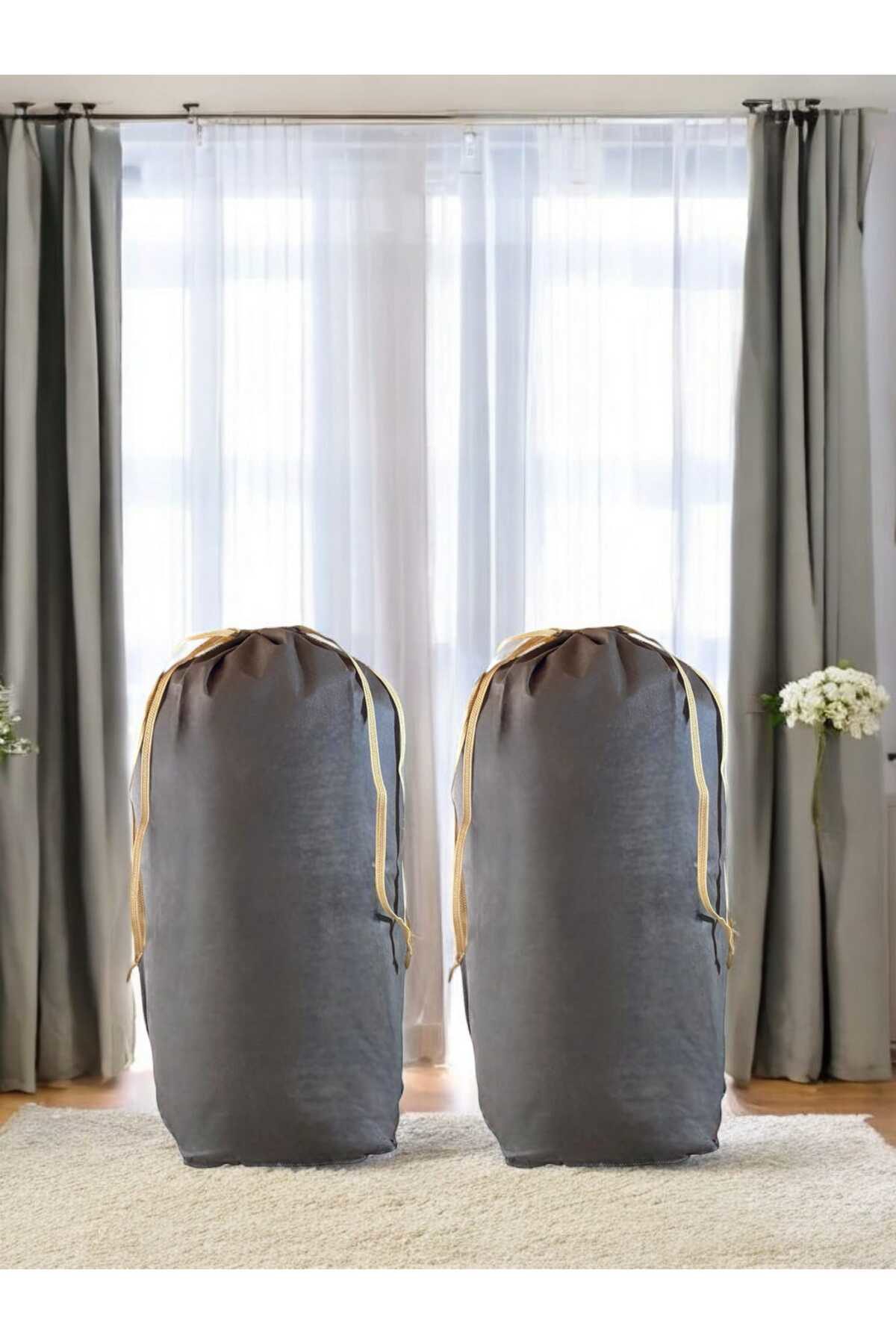 Kahverengi Büzgülü Hurç 2'li Set XL 86x62cm - Taşınma Çantası -Yo