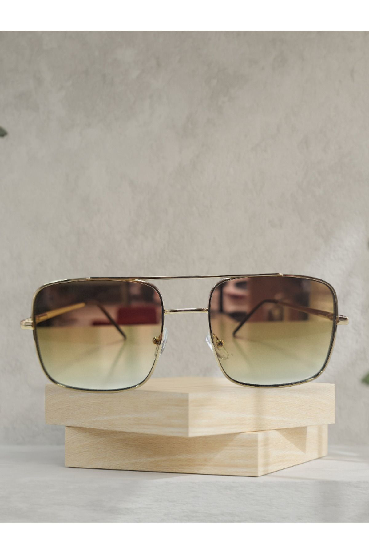 Trendmilano Kahverengi Camli Sari Çerçeveli Unisex Pilot Model Güneş Gözlüğü