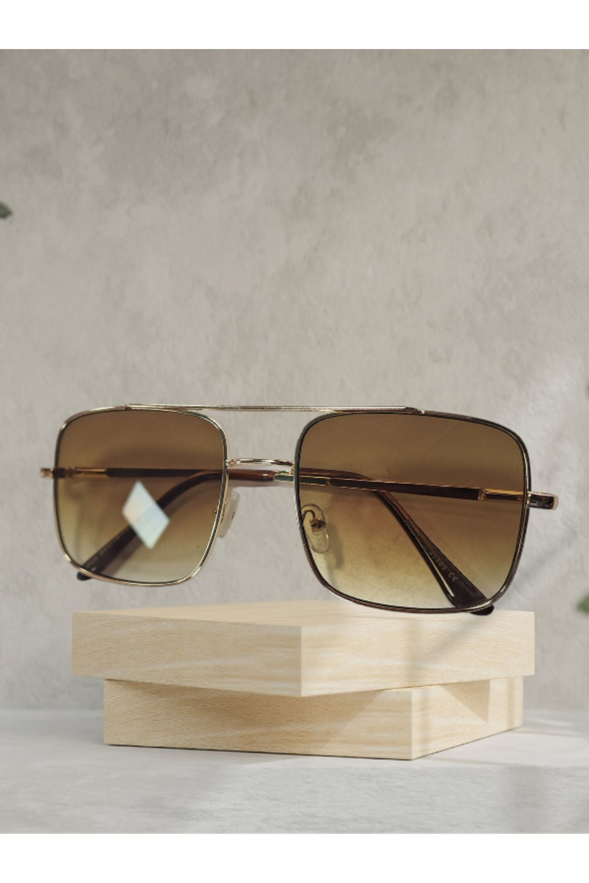 Trendmilano Kahverengi Camli Sari Çerçeveli Unisex Pilot Model Güneş Gözlüğü