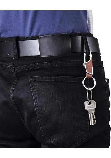 Dodemert Home Kahverengi Deri Bel Askili Metal Anahtarlik & Çanta Süsü