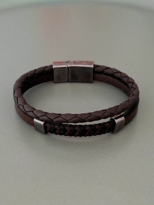 Tükkan Accessories Kahverengi Hakiki Deri Bileklik Miknatisli Geçirmeli Erkek Bilekl