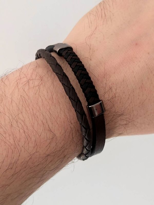 Tükkan Accessories Kahverengi Hakiki Deri Bileklik Miknatisli Geçirmeli Erkek Bilekl