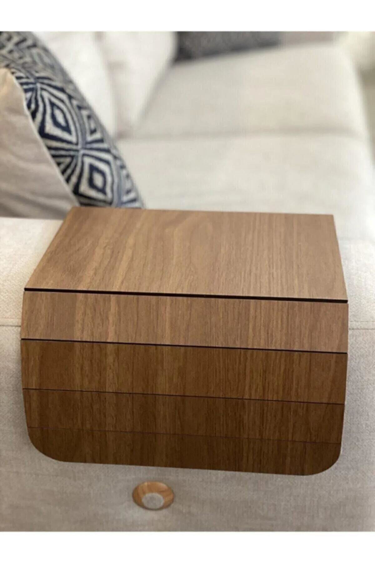 Diğer 004 Kahverengi Koltuk Kenarı Ahşap Kaymaz Tepsi