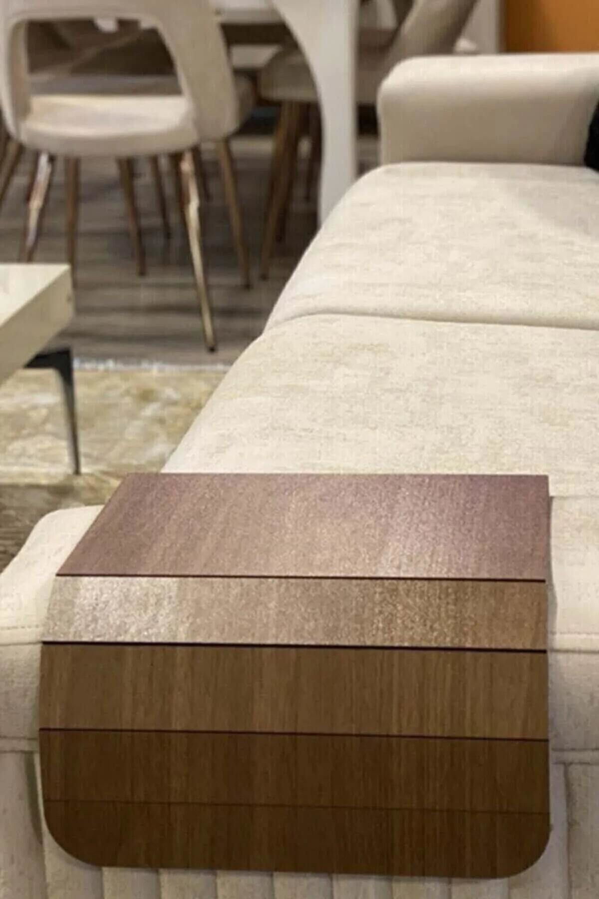 Diğer 004 Kahverengi Koltuk Kenarı Ahşap Kaymaz Tepsi