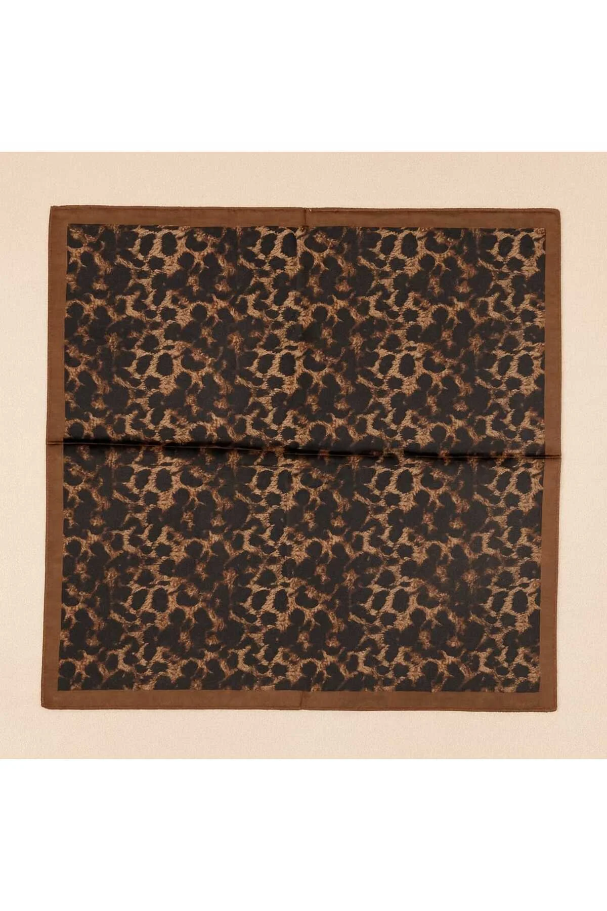 Kahverengi Leopar Desenli Bandana Fular Kaymaz Kaydırma Yapmaz Eşarp