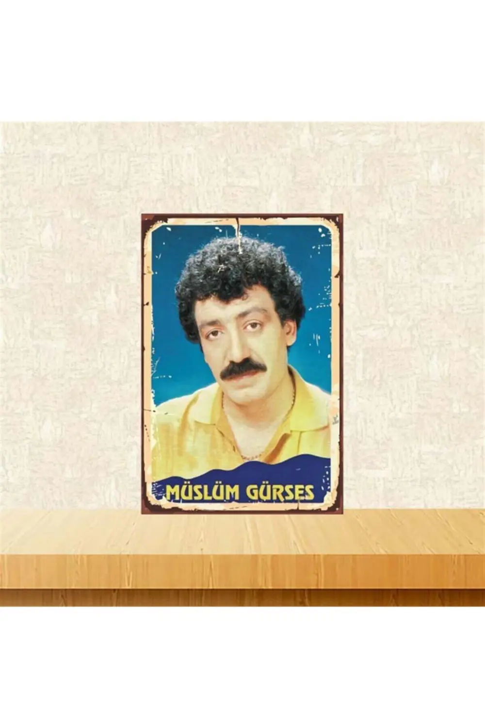 Kahverengi Müslüm Gürses 20-30 cm Retro Ahşap Poster Tkfx3762