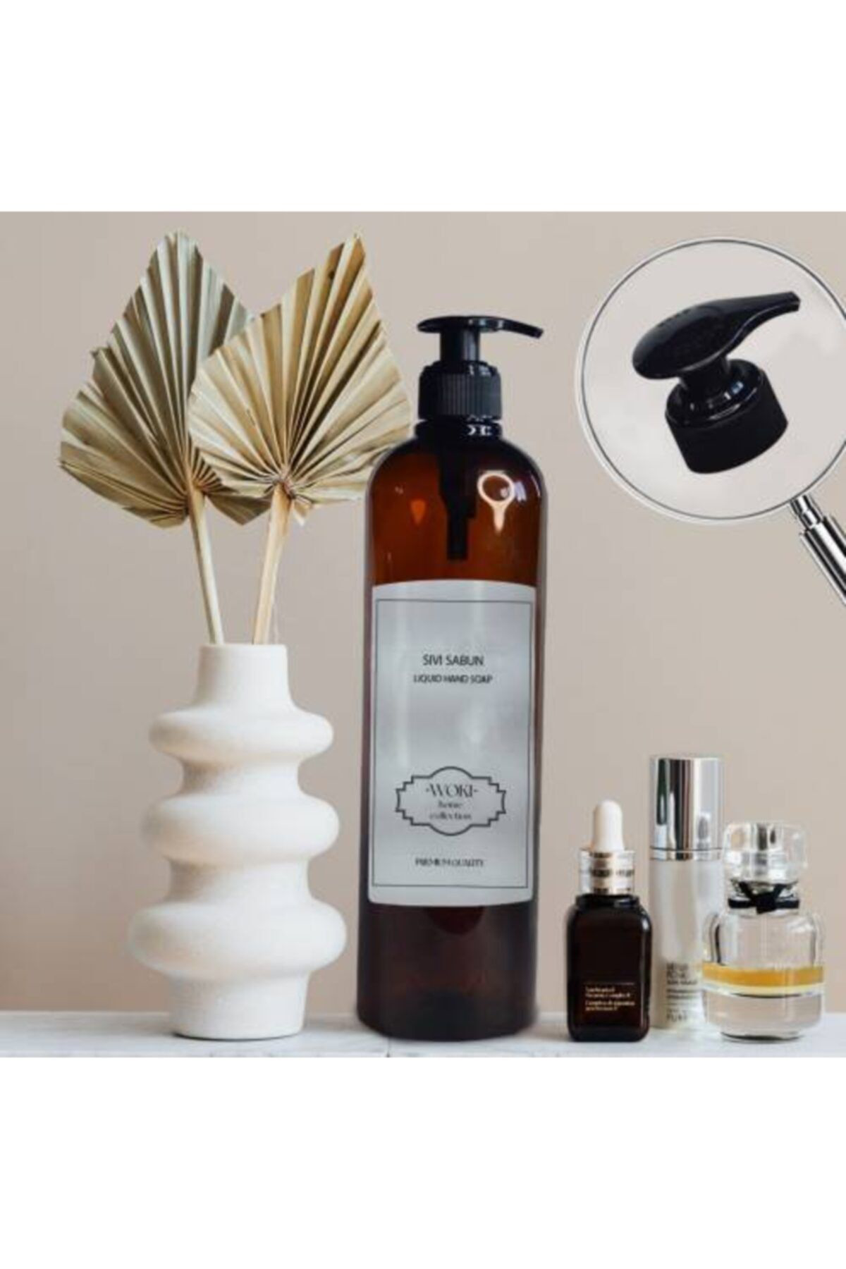 Sihirliekran Kahverengi Plastik Sivi Sabun Şişesi 1000 Ml Yari Aç Kapak