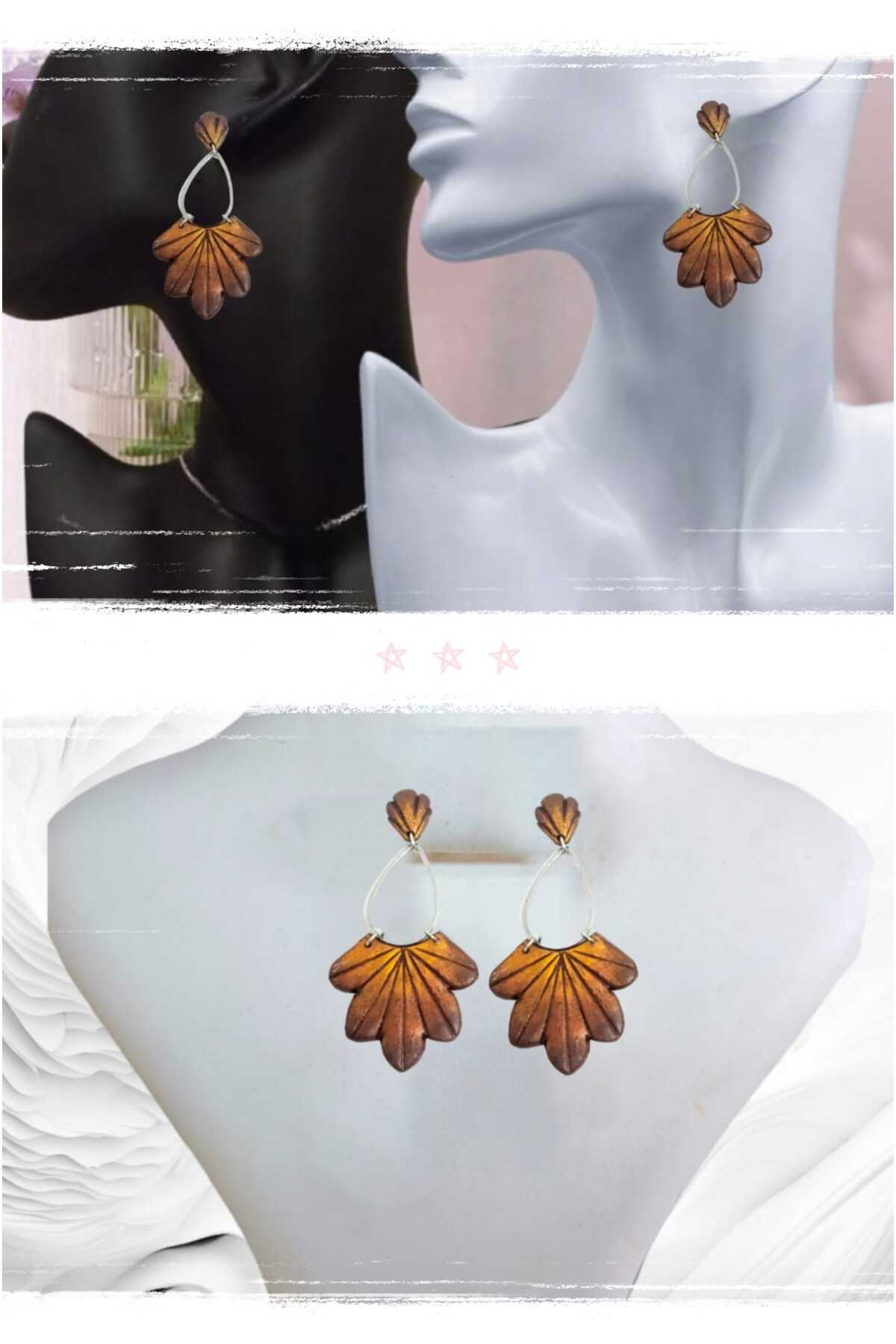 Bijuteri Küpe Kahverengi Polimer Kil Tasarım Küpe