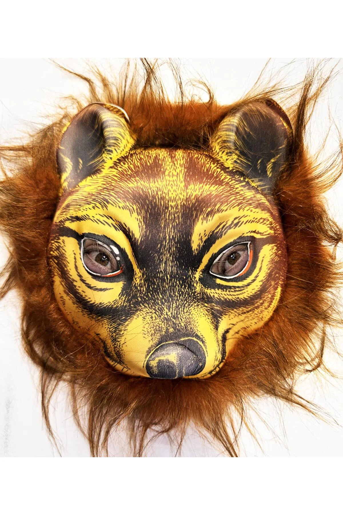 Kahverengi Saçlı Kaplan Aslan Leopar Maskesi Mega Peluş 32 No (50