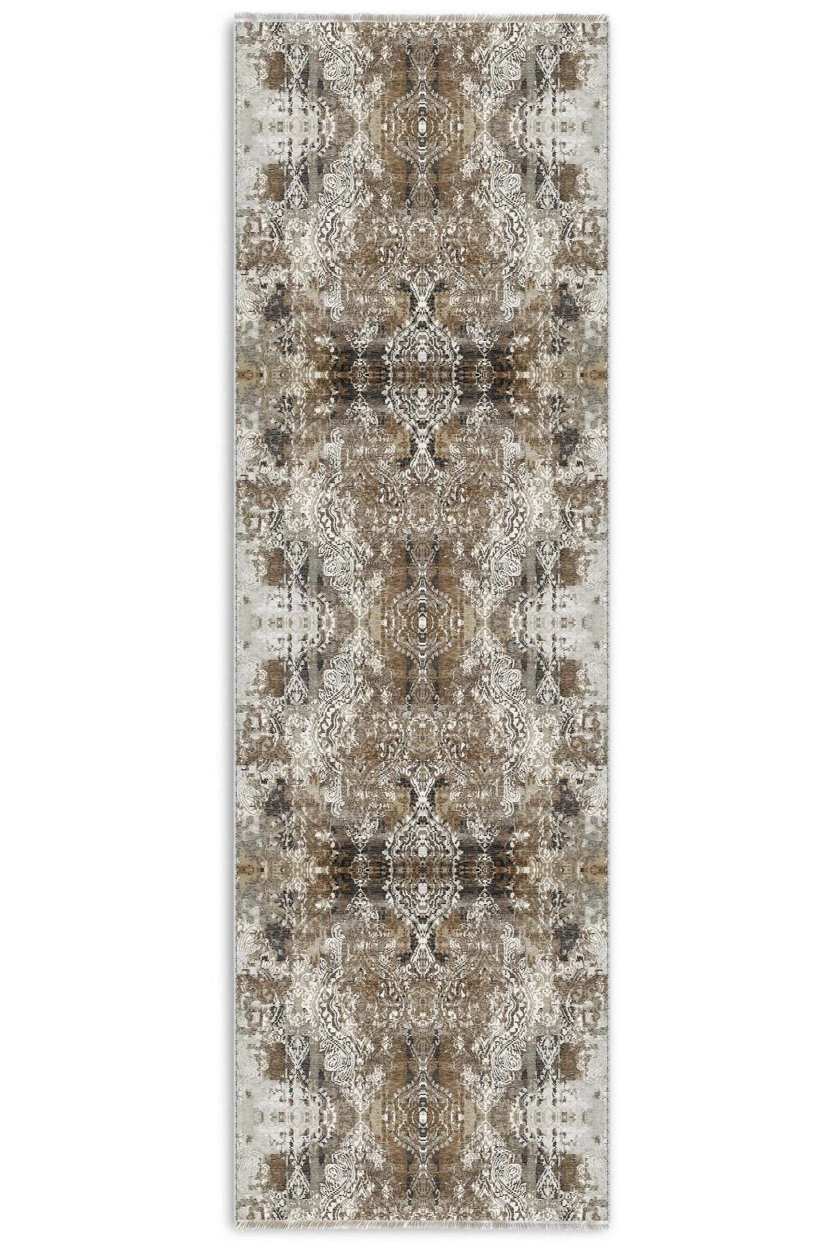 Kahverengi Tasarım Şönil Halı Kilim Yolluk Kaymaz Saçaklı Yıkanabilir Salon Mutfak Koridor Kahverengi Tasarım Şönil Halı Kilim Yolluk Kaymaz Saçaklı Yıkanabilir Salon Mutfak Koridor