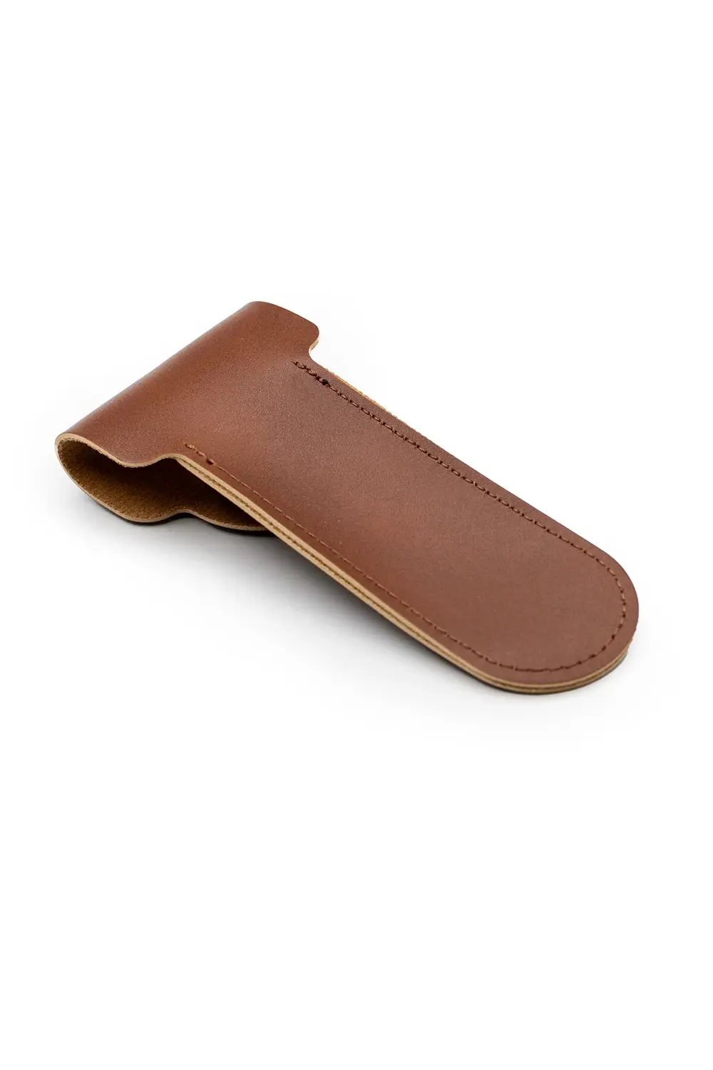 Kahverengi Tıraş Bıçağı Seyahat Kılıfı, Çift Taraflı Suni Deri ve