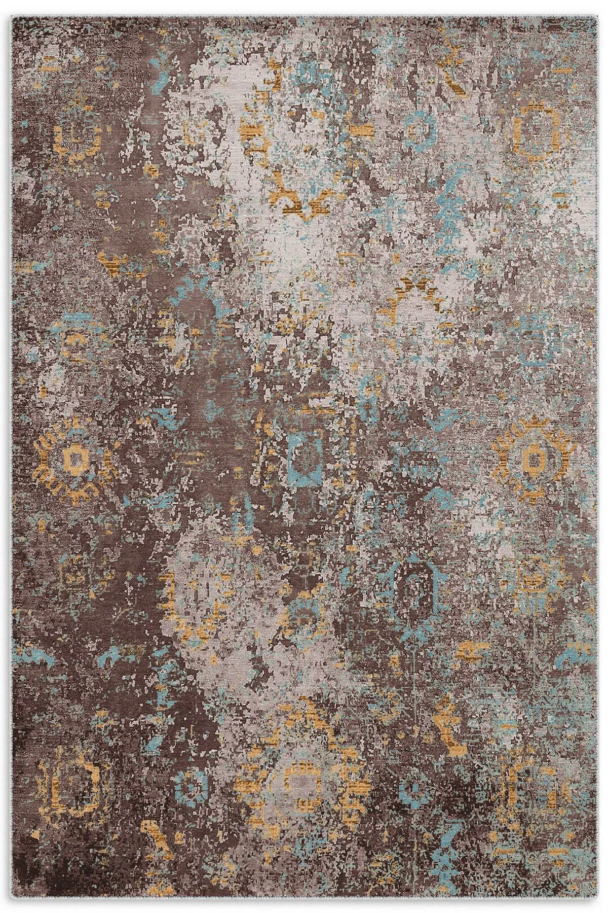 Kahverengi Vizon Hardal Uyumu Tasarım Eskitme Şönil Halı Kilim Yolluk Yıkanabilir Çift Taraflı Kahverengi Vizon Hardal Uyumu Tasarım Eskitme Şönil Halı Kilim Yolluk Yıkanabilir Çift Taraflı