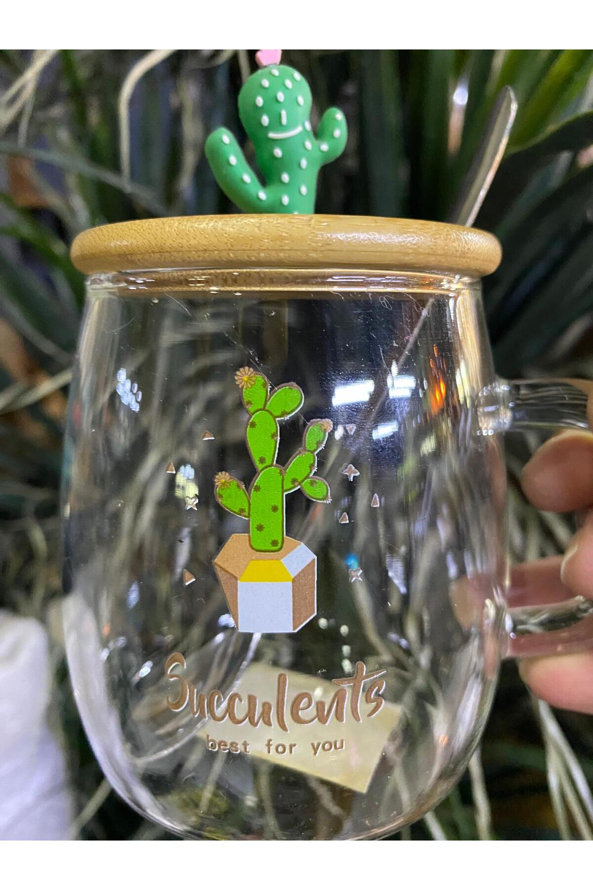 Elif Aksesuar Kaktüs Modelli Cam Kupa Bardak