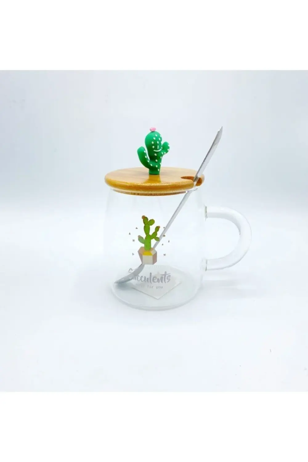 Kaktüs Modelli Cam Kupa Bardak