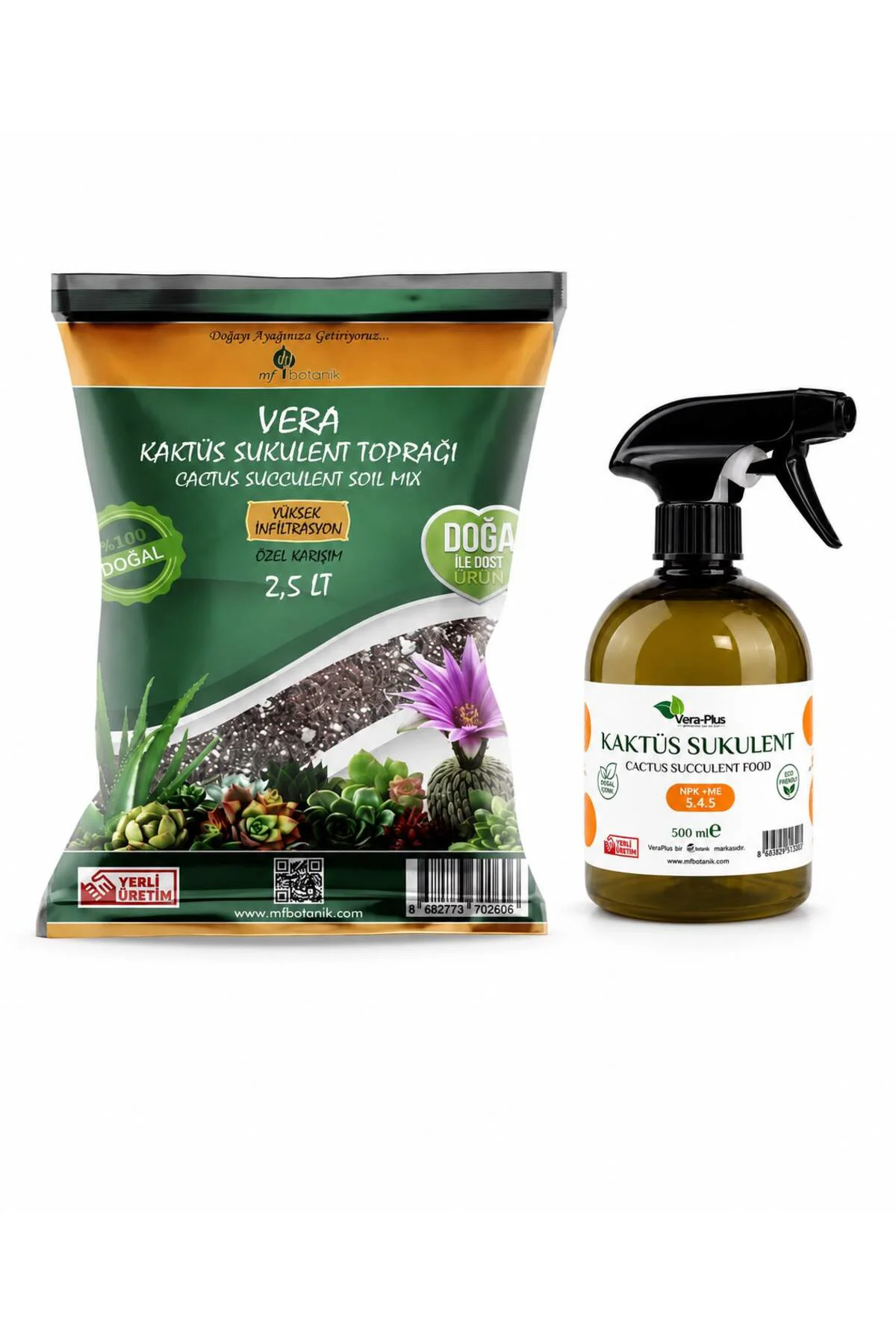 Kaktüs Sukulent 2 Li Bakım Seti - Kaktüs Toprağı Ve Vitamin Besini
