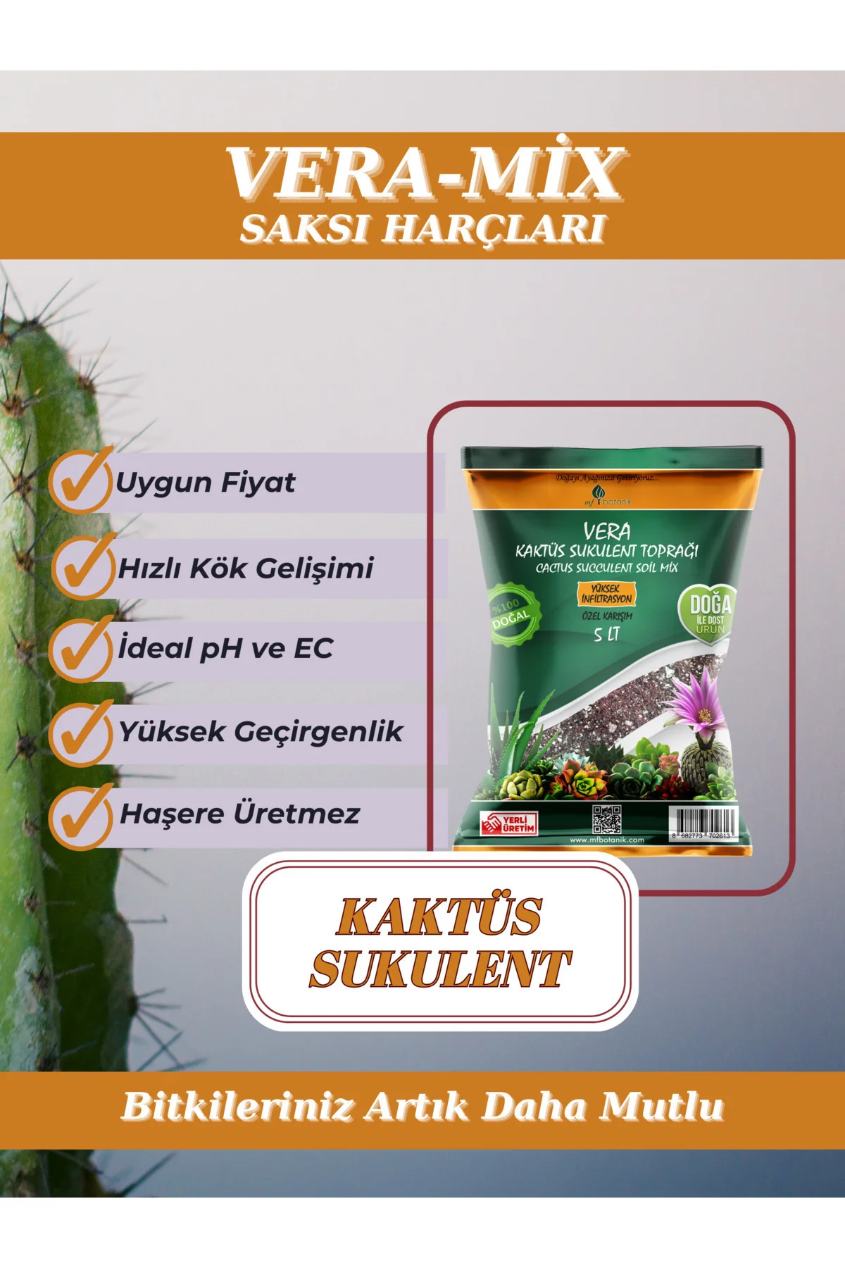 Kaktüs Sukulent Toprağı 5 lt - Teraryum Için Uygun Toprak