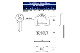 Kale Asma Kilit Sarı Pirinç 30 Mm