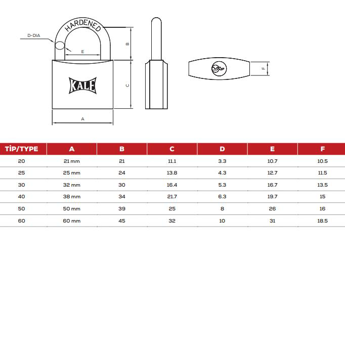 Kale Kilit Kale Asma Kilit Sari 25Mm