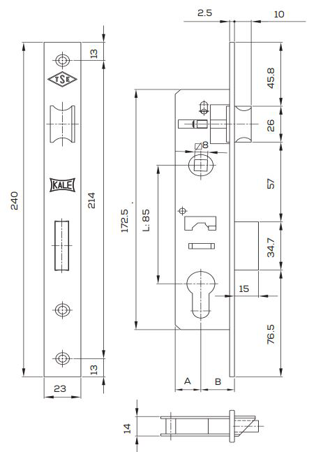 KALE Kilit 153 U 20 Mm Alüminyum Barelsiz Kilit