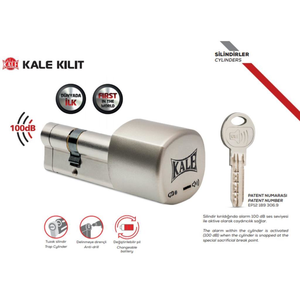 Kale Kilit 164ASYN Alarmlı Silindir 68 Mm Saten