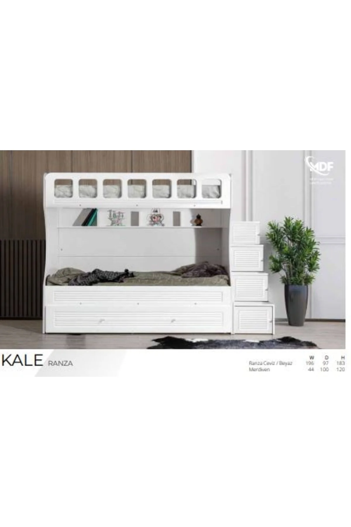 KALE MDF MERDİVENLİ ÜÇÜZ RANZA Fiyatı, Yorumları ve Özellikleri