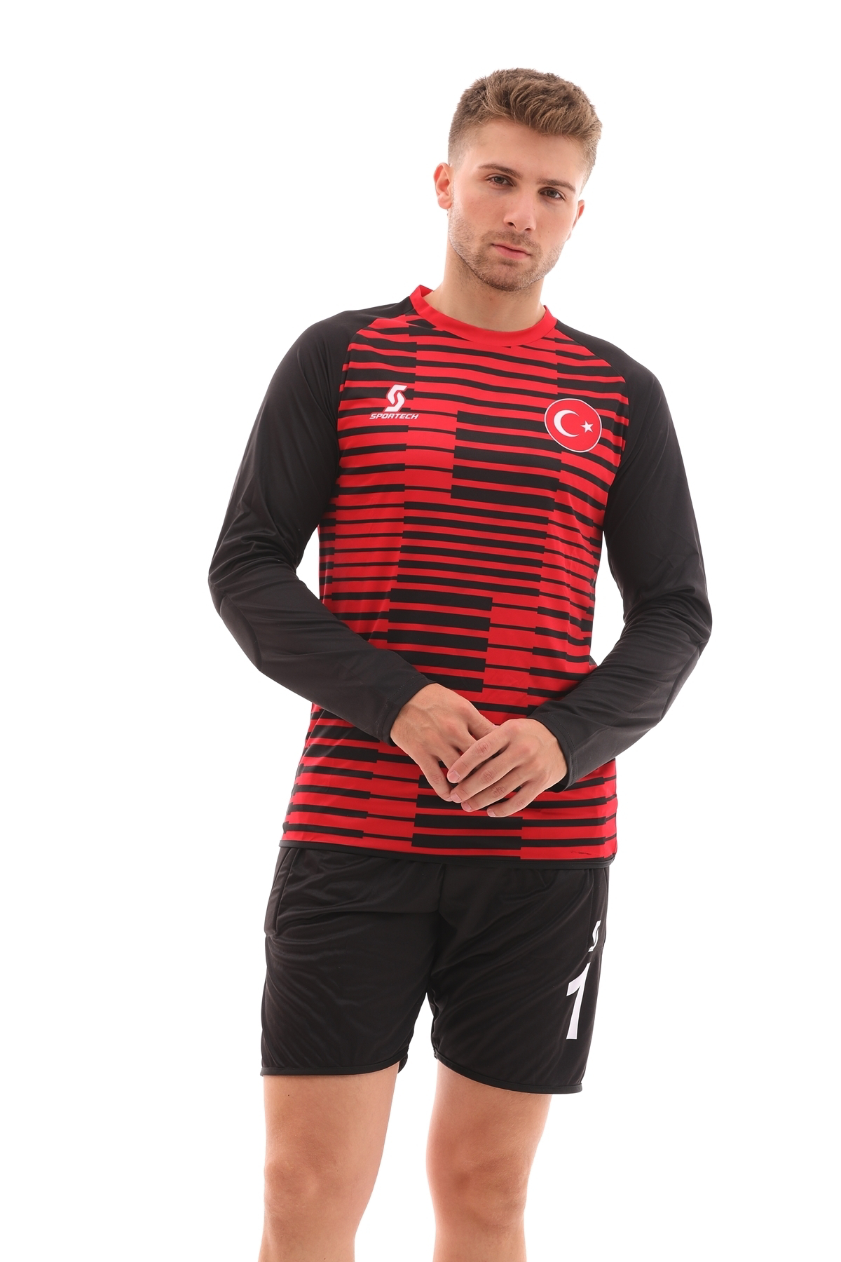 Sportech Kaleci Forma Takımı, Sünger Destekli, Mavi-Siyah K0144