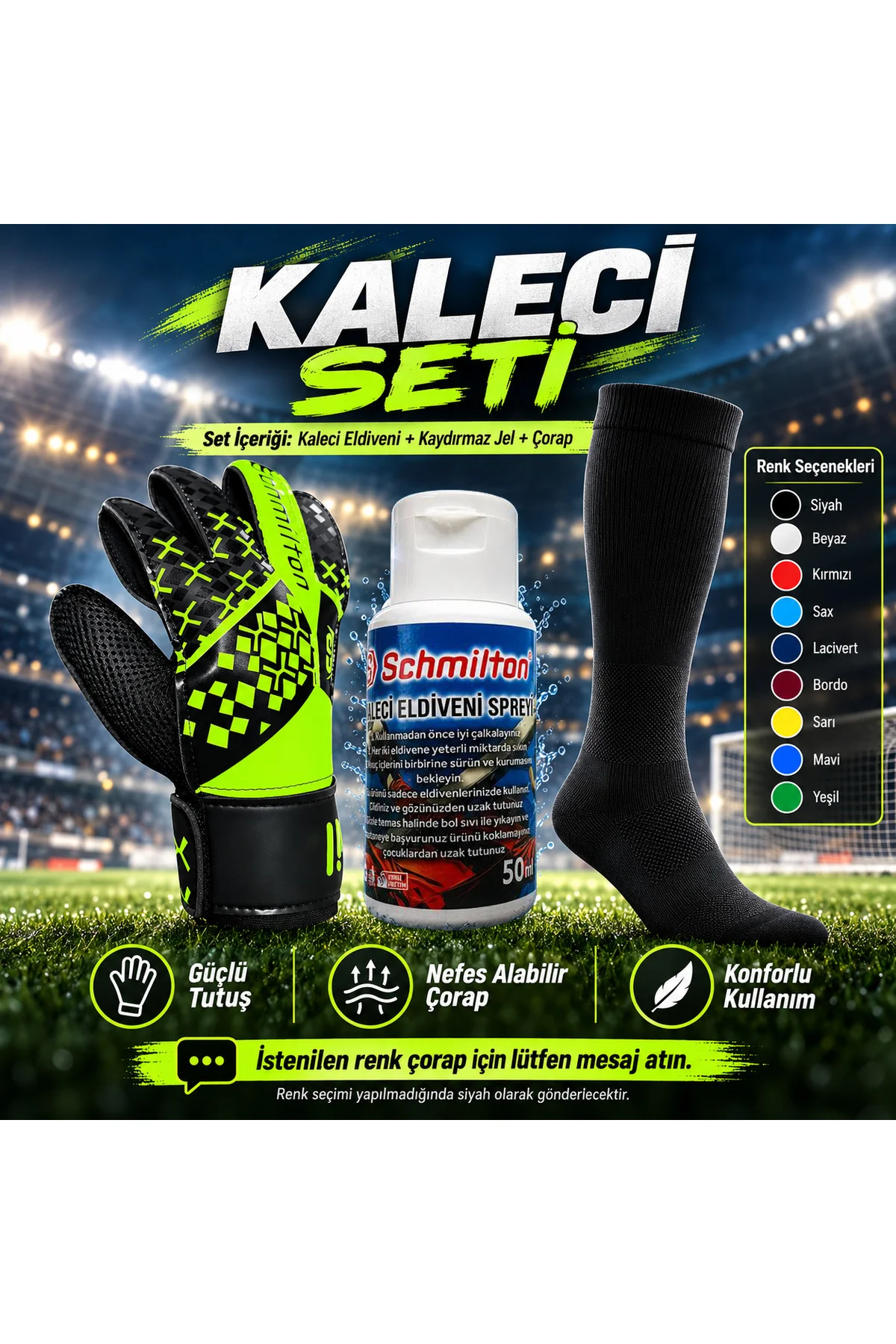 Kaleci Seti , Kaleci Eldiveni , Kaleci Spreyi ve Çorap Kaleci Seti , Kaleci Eldiveni , Kaleci Spreyi ve Çorap