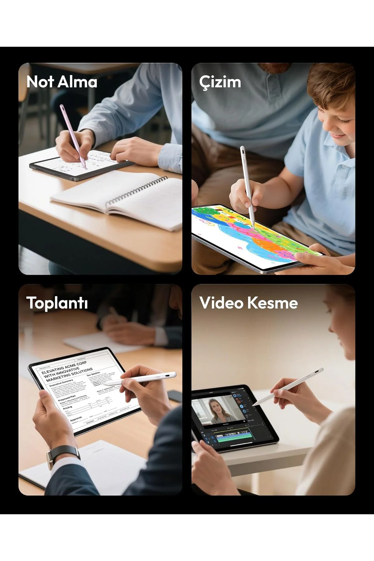 Kalem A8 iPad 2018-2025 ile Uyumlu, 2X Daha Hızlı Şarj, Avuç İçi Reddi, Eğim Hassasiyeti Stylus Kalem Apple iPad 11/10/9/8/7/6 Gen, Pro 12.9/11'', Air