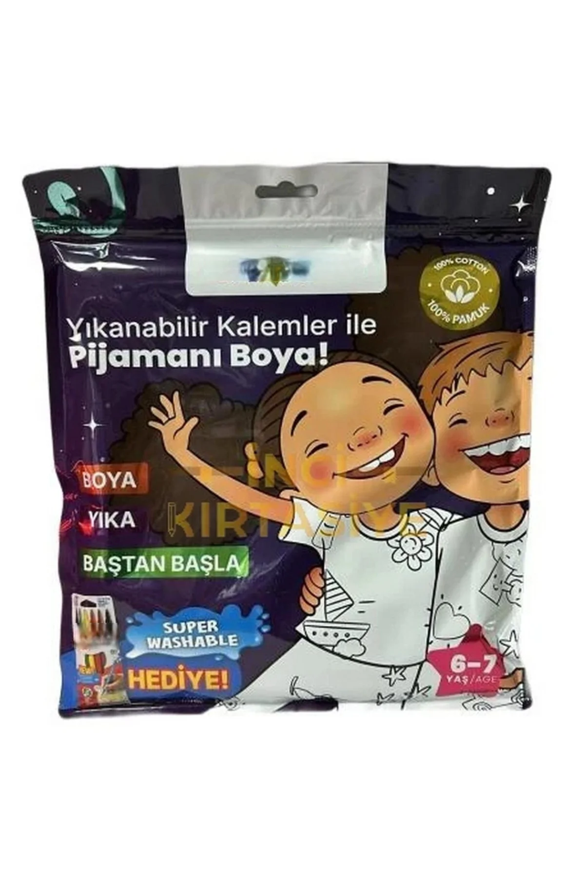 Kalem Hediyeli Boyanabilir Pijama 6-7 Yaş