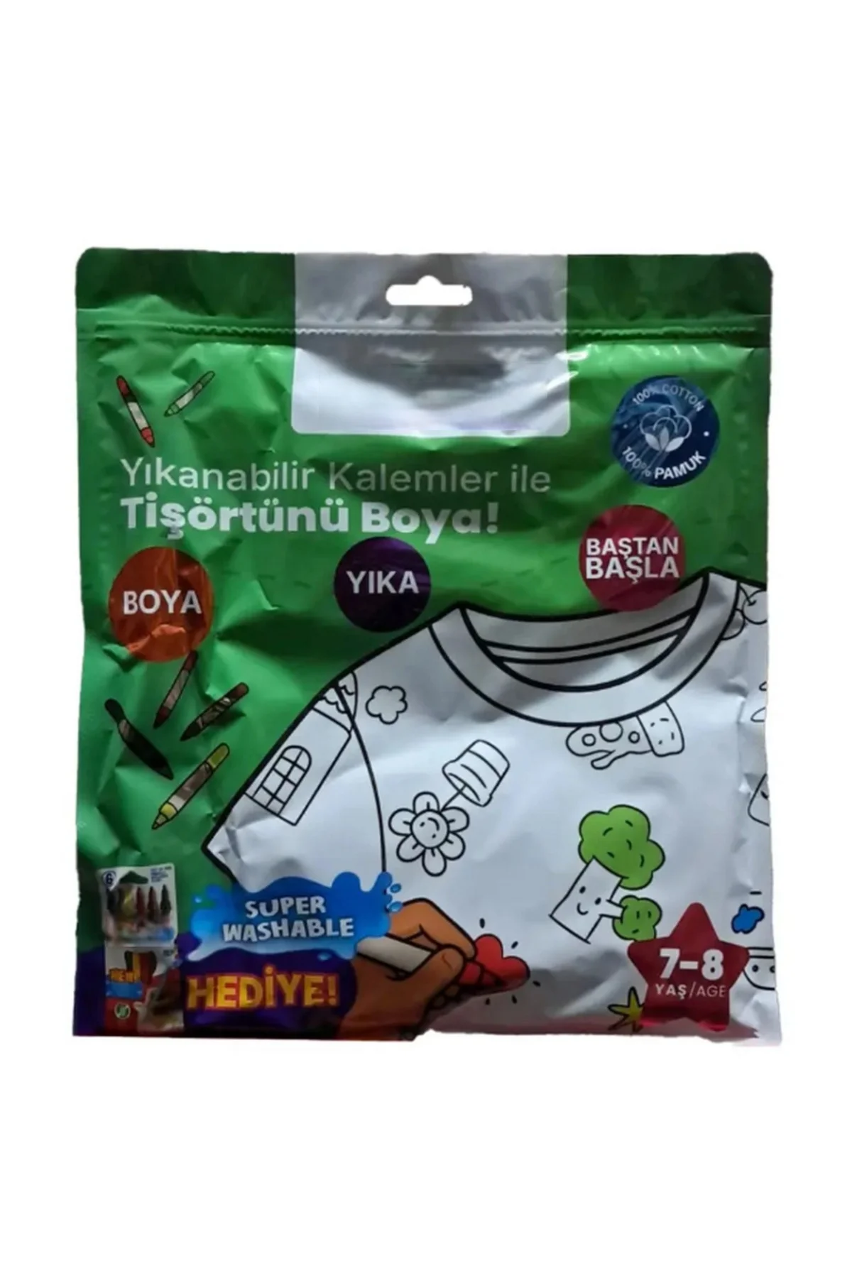 Kalem Hediyeli Boyanabilir Tişört 7-8 Yaş