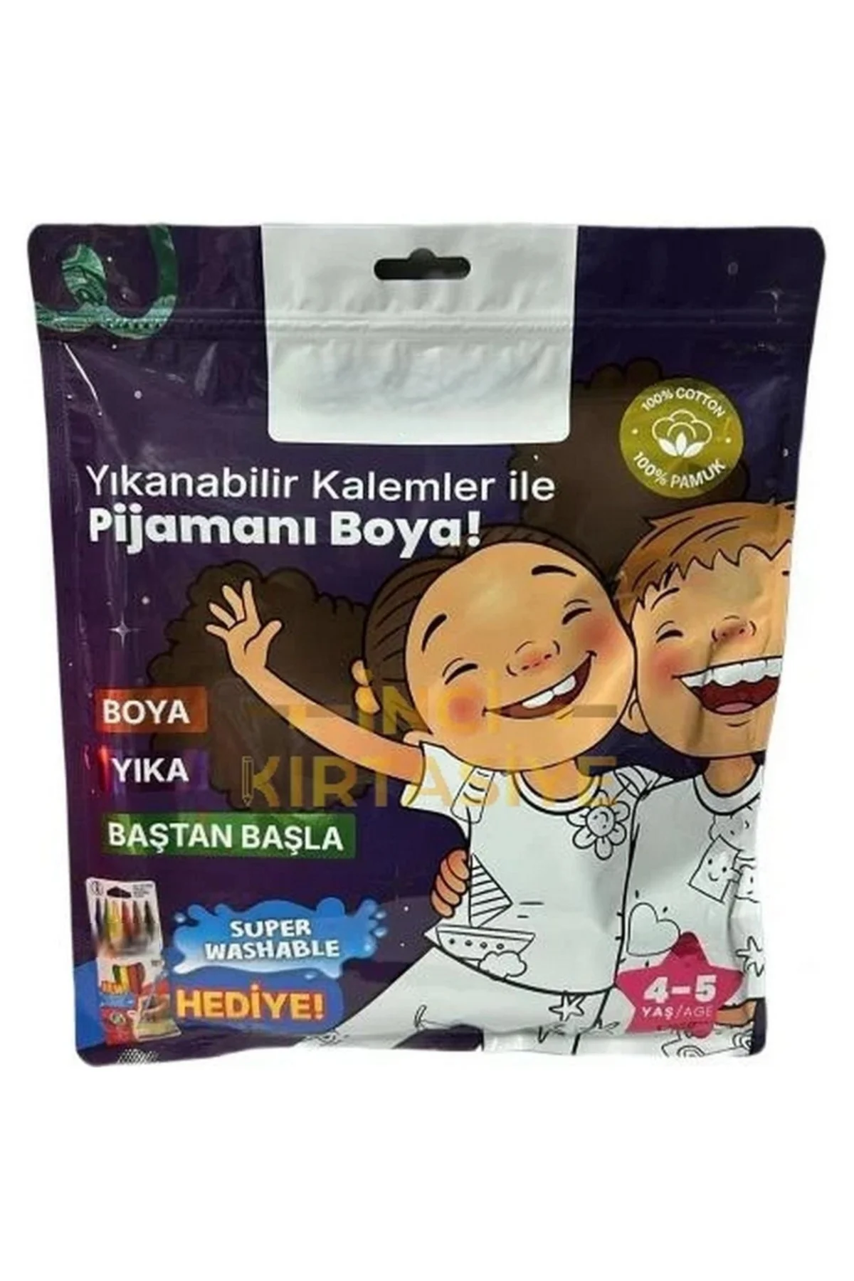 Kalem Hediyeli Boyanabilir Pijama 4-5 Yaş