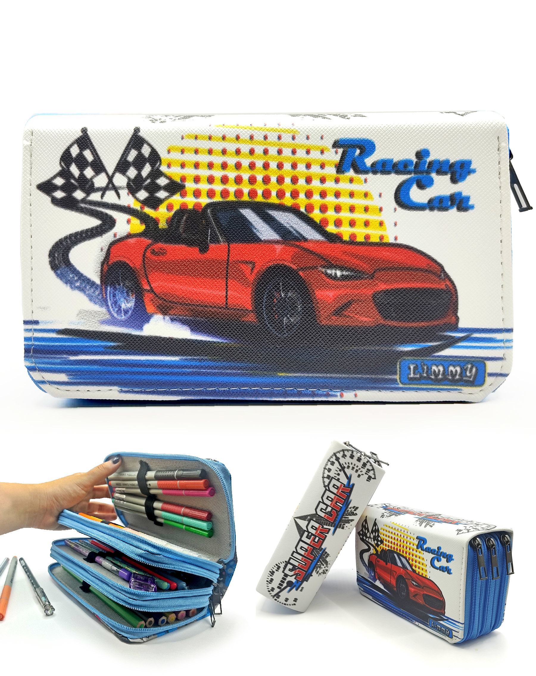 Kalem Kutusu Araba Cars Kawai Organizer Kalemkutu Vegan Deri Üç B