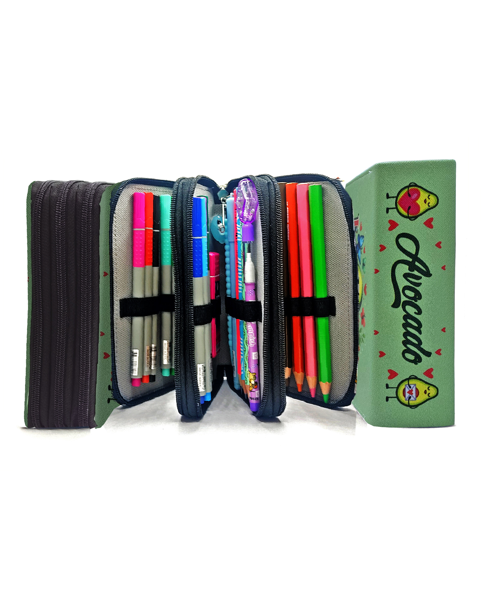 Kalem Kutusu Avakado Love Kawai Organizer Kalemkutu Vegan Deri Üç