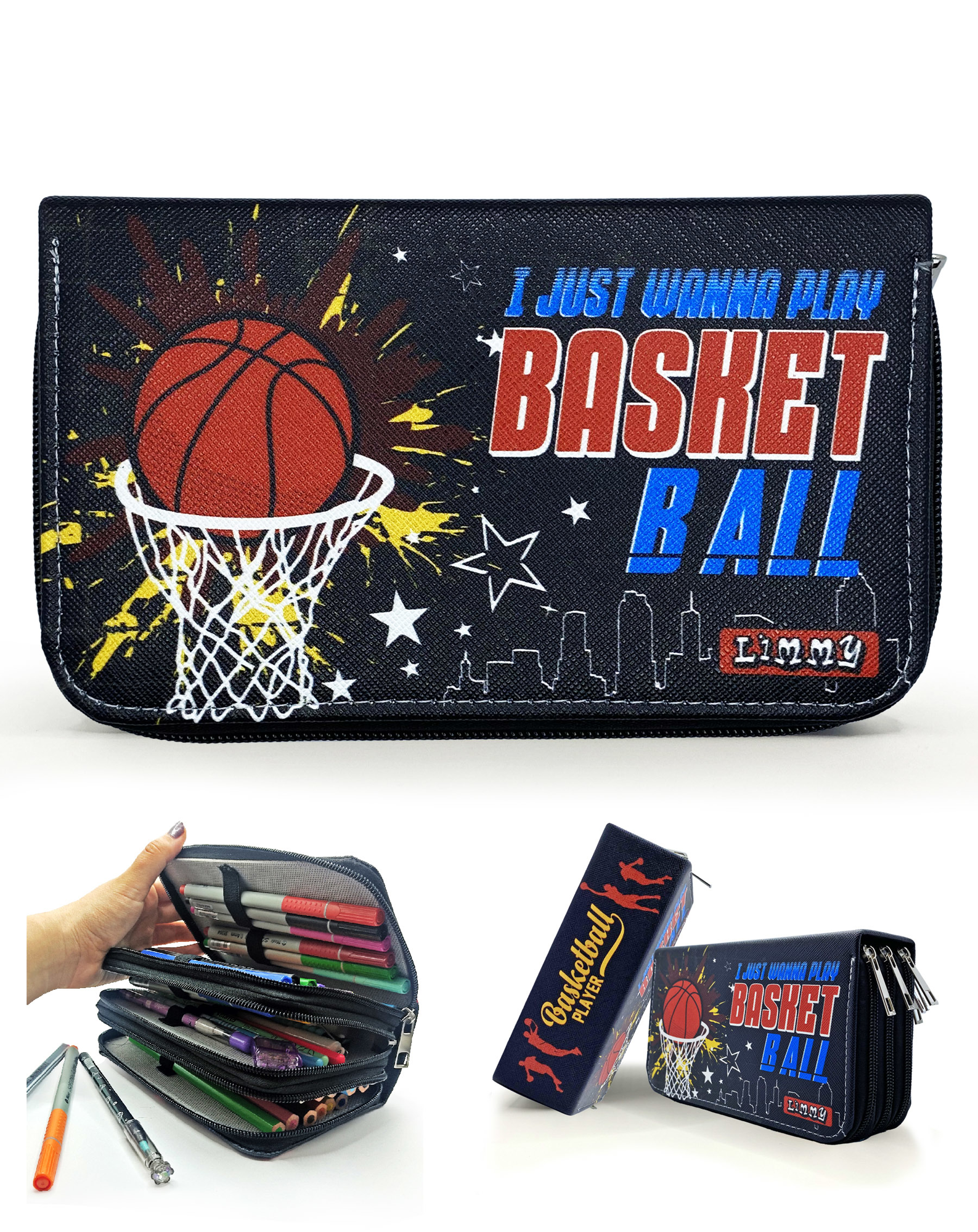 Kalem Kutusu Basketbol Kawai Organizer Kalemkutu Vegan Deri Üç Bö