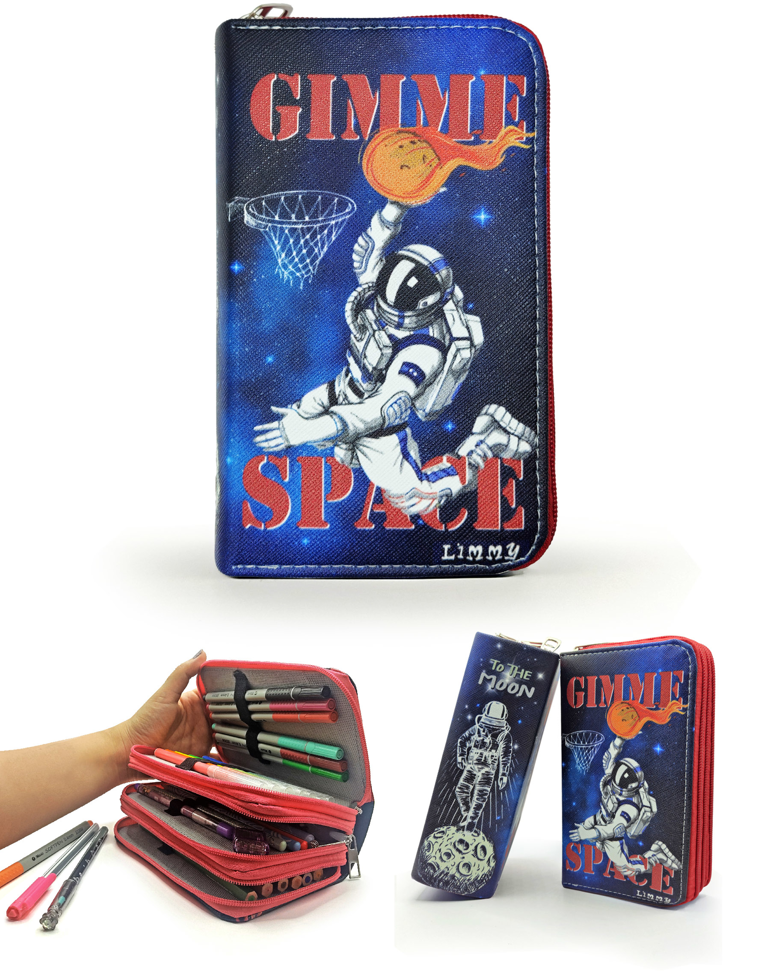 Kalem Kutusu Basketbolcu Astronot Space Desenli Organizer Kalemku