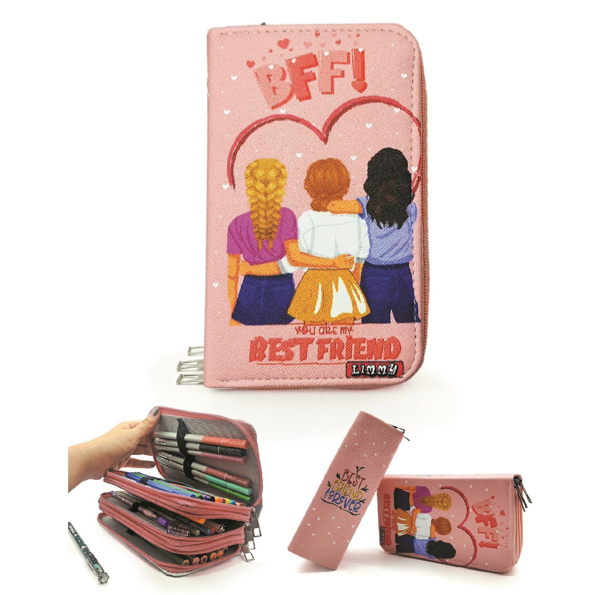 Limmy Kalem Kutusu Bff Arkadaş Best Friends Desenli Organizer Kalemkutu