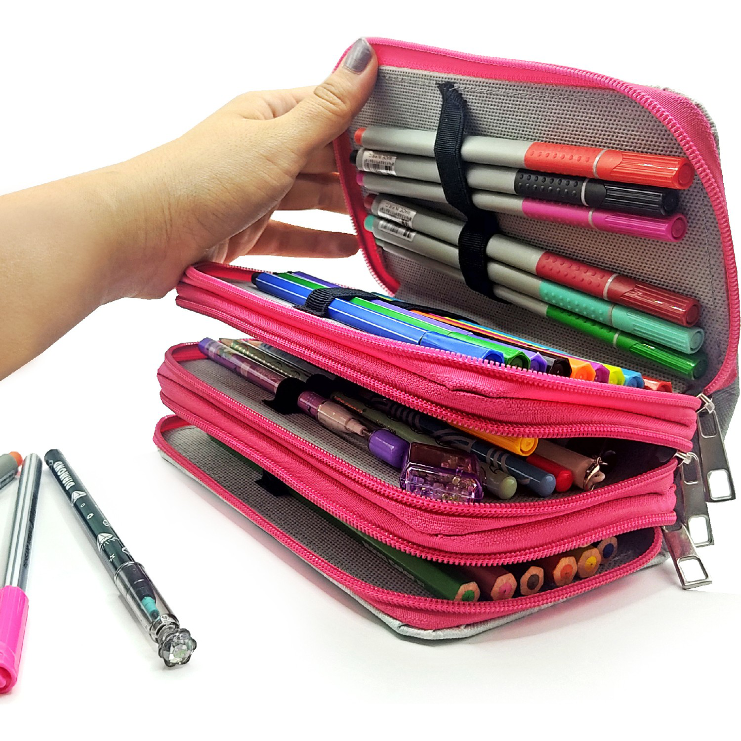 Limmy Kalem Kutusu Black Pink Blink Organizer Kalemkutu Vegan Deri Üç B