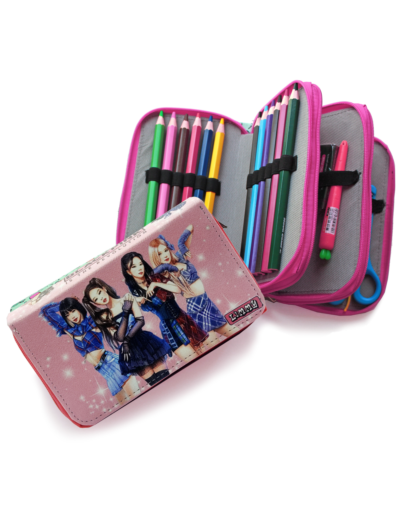 Limmy Kalem Kutusu Black Pink Blink Organizer Kalemkutu Vegan Deri Üç B