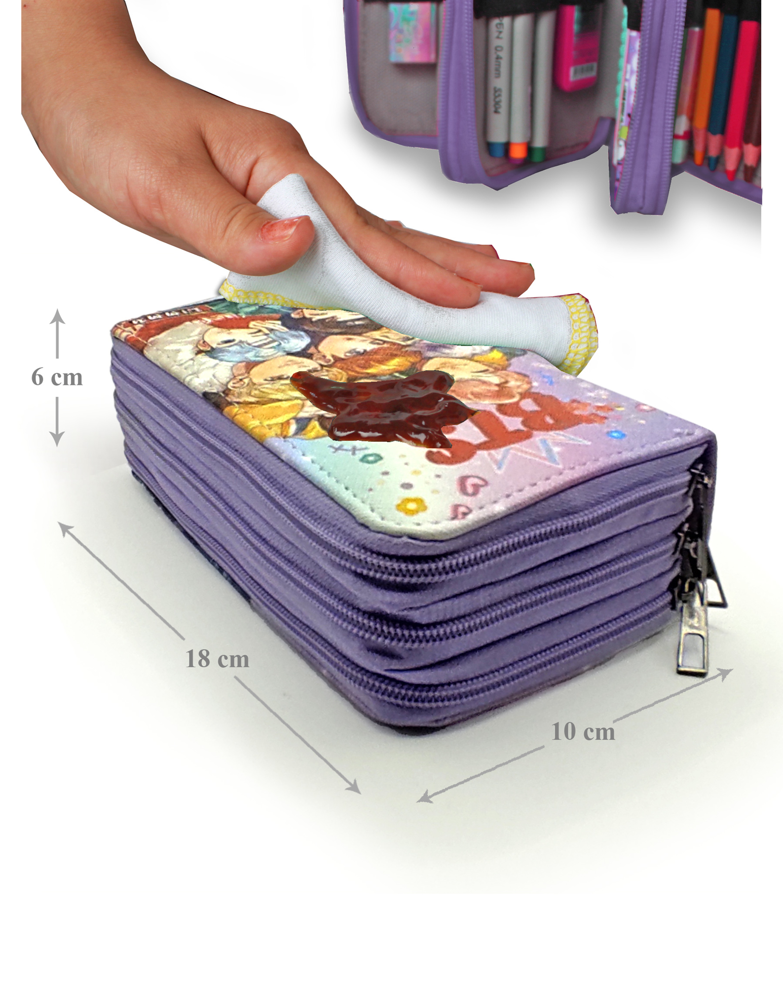 Limmy Kalem Kutusu Bts Desenli Kpop Organizer Kalemkutu Vegan Deri Üç B