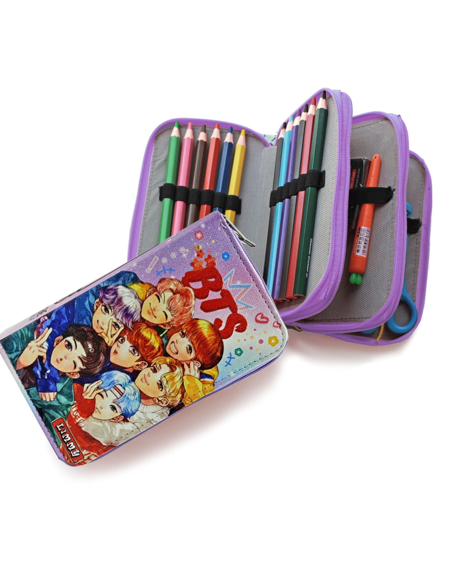 Limmy Kalem Kutusu Bts Desenli Kpop Organizer Kalemkutu Vegan Deri Üç B