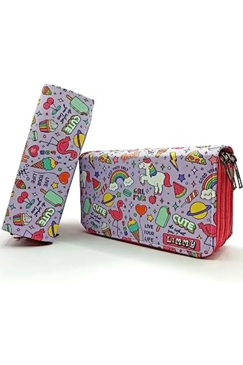 Kalem Kutusu - Desenli Kawai Organizer Kalemkutu Vegan Deri Üç Bö