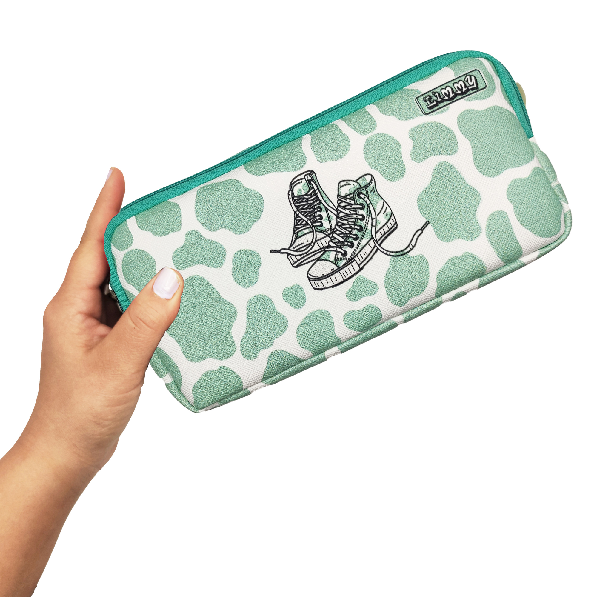 Kalem Kutusu inek Kalemkutu Vegan Deri iki Bölmeli Kalemlik - Yeş