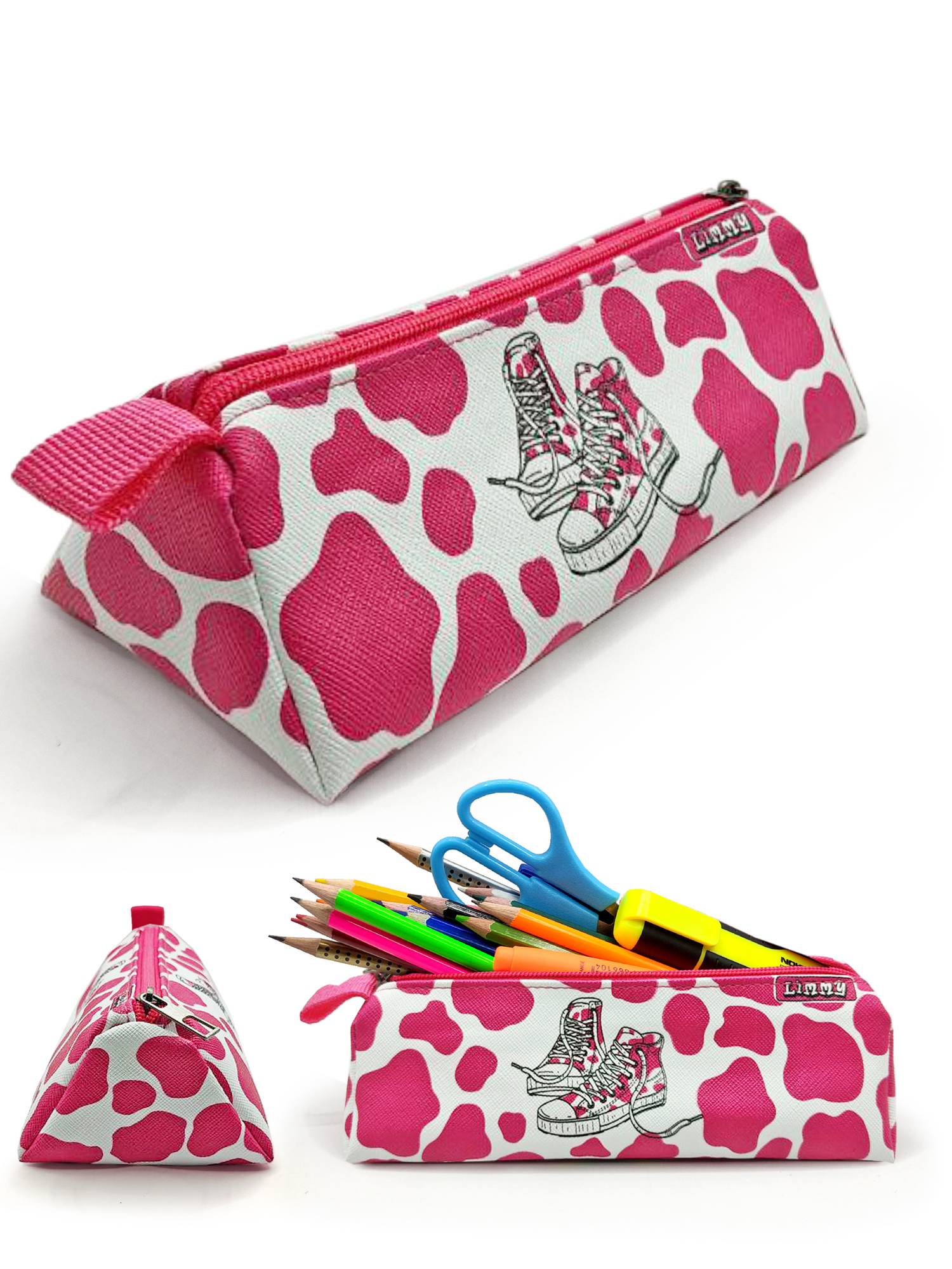 Kalem Kutusu inek Desenli Ayakkabı Detaylı Kalemkutu Jumbo Vegan 