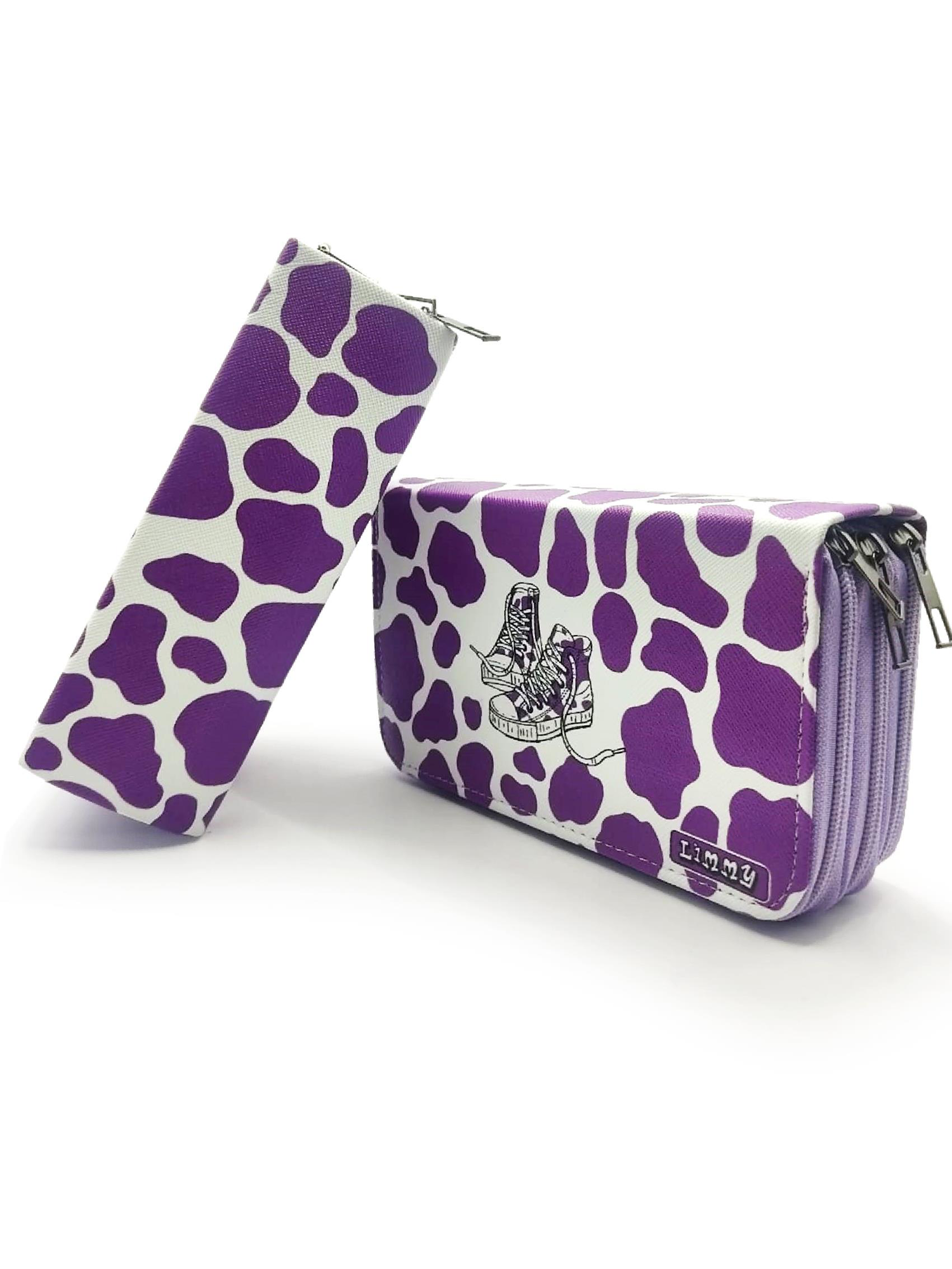 Kalem Kutusu Inek Desenli Kawai Organizer Kalemkutu Vegan Deri Üç