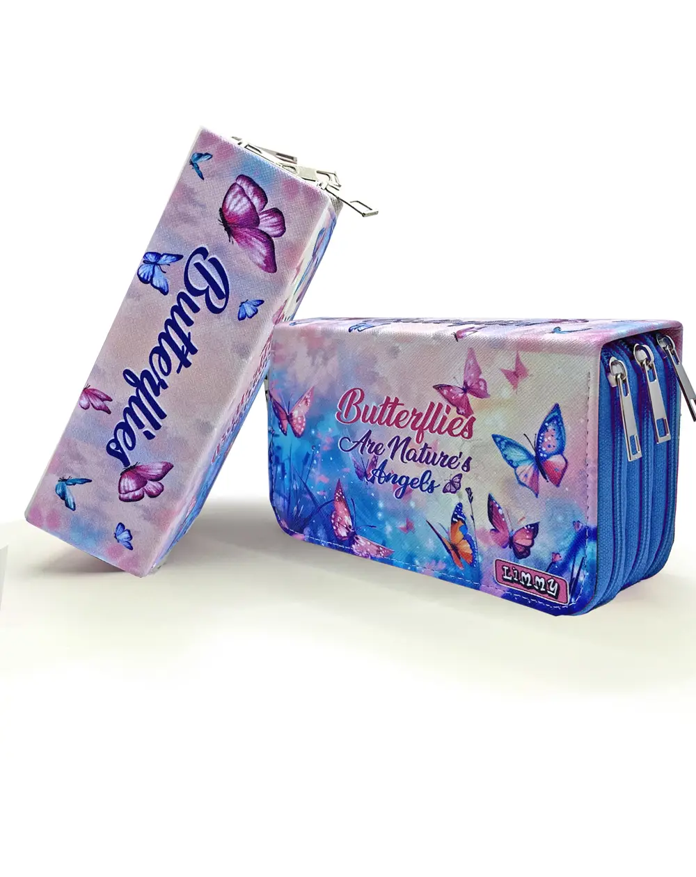 Kalem Kutusu Kelebek Kawai Organizer Kalemkutu Vegan Deri Üç Bölm