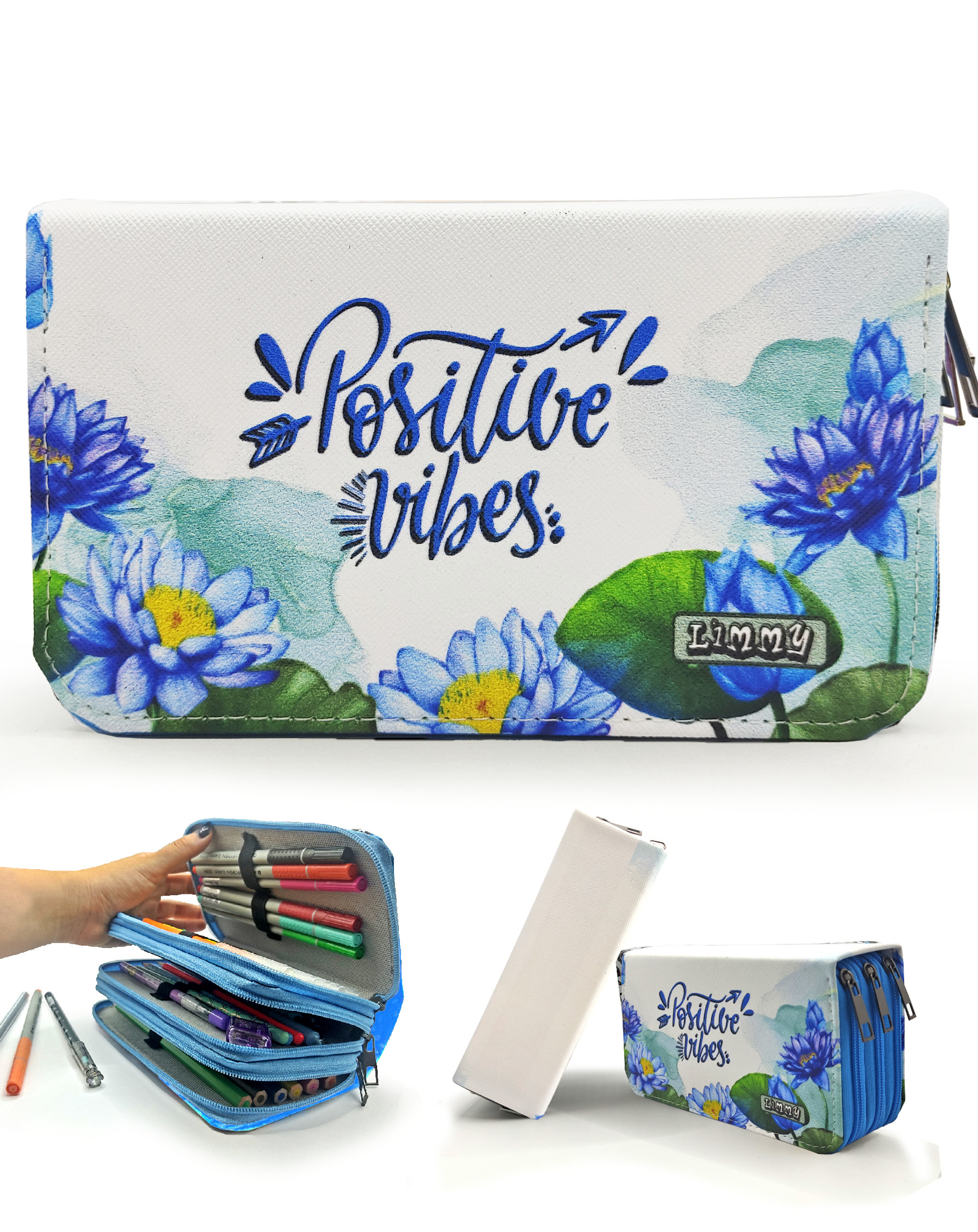 Limmy Kalem Kutusu Lotus Positive Vibes Kawai Organizer Kalemkutu Vegan