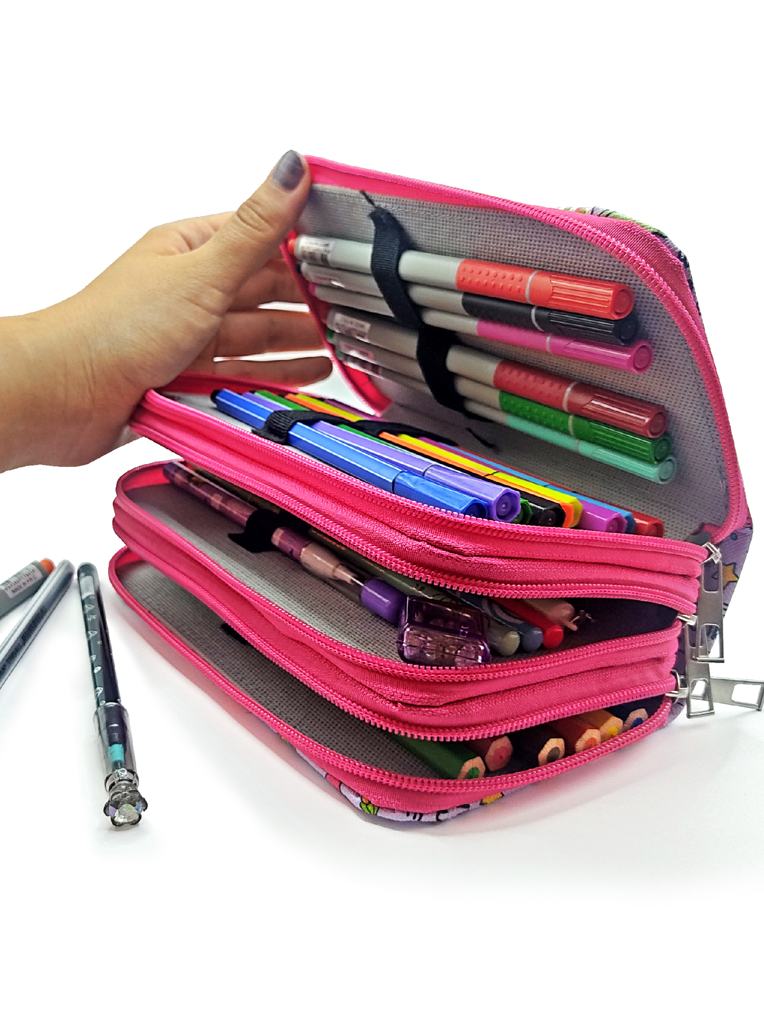 Limmy Kalem Kutusu Mor Unicorn Flamingo Kawai Organizer Kalemkutu Vegan