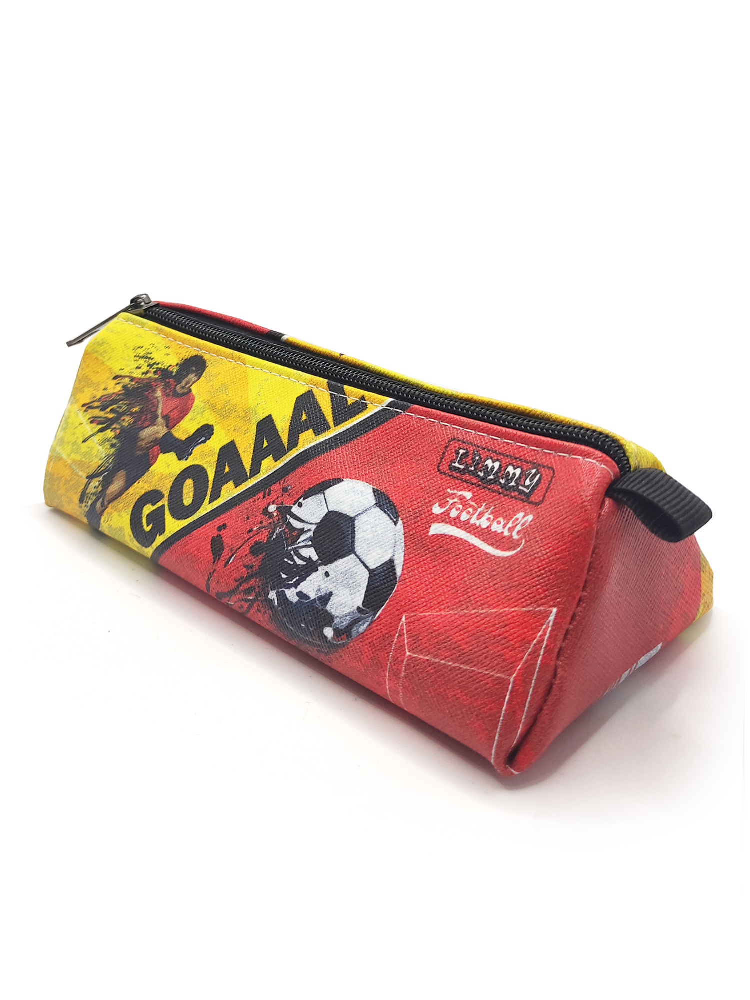 Kalem Kutusu Sarı Kırmızı Futbol Üçgen Kalemkutu Jumbo Vegan Deri