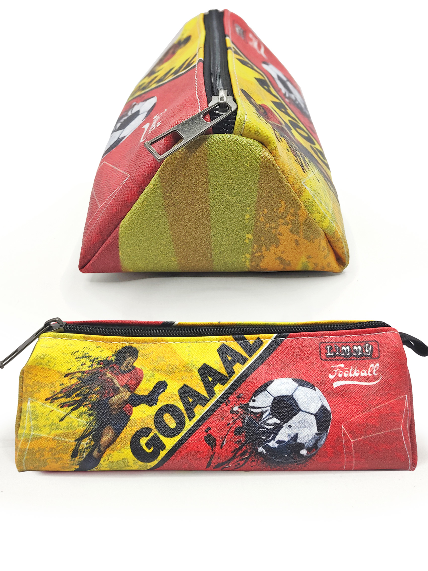 Kalem Kutusu Sarı Kırmızı Futbol Üçgen Kalemkutu Jumbo Vegan Deri