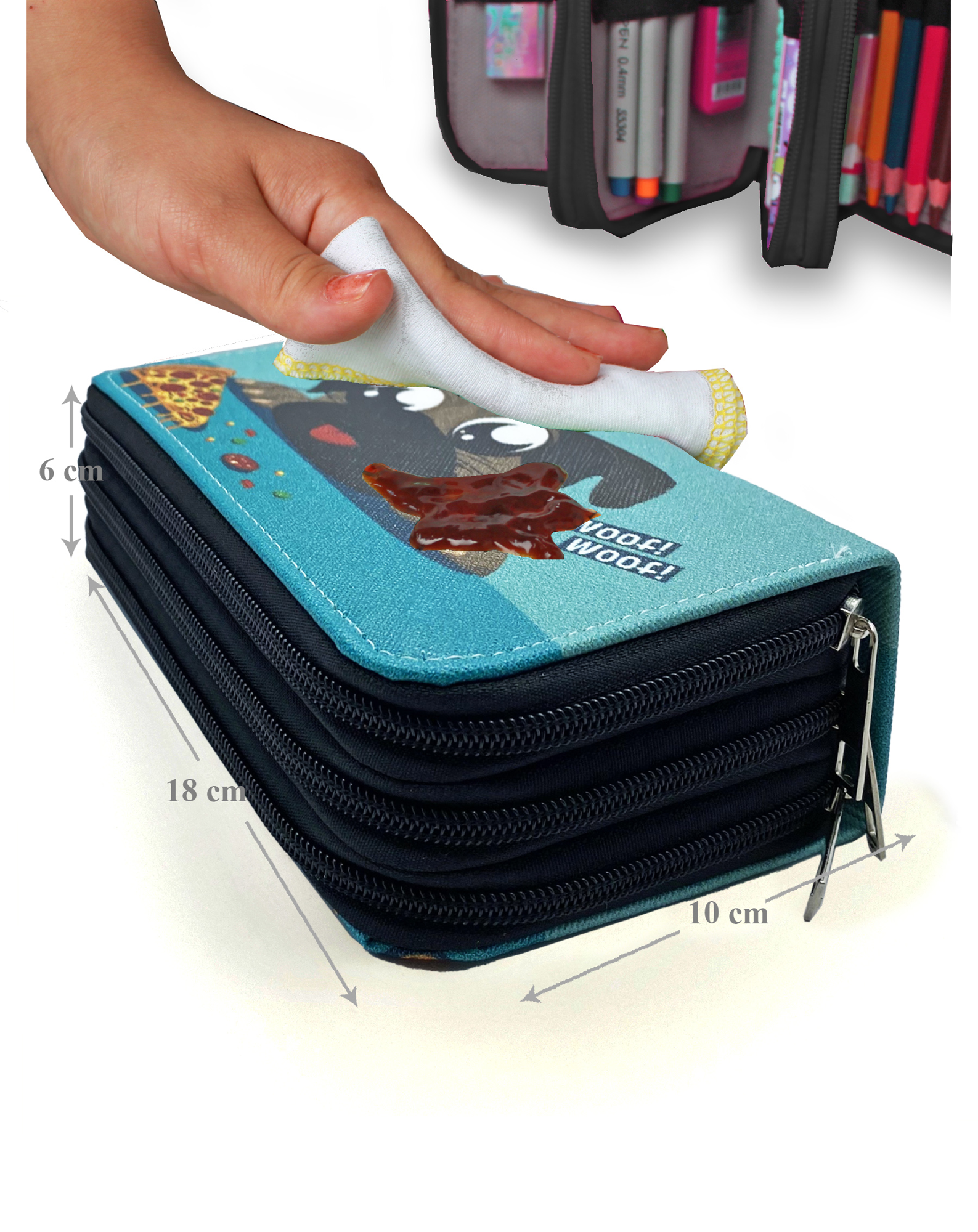 Kalem Kutusu Sevimli Köpek Kawai Organizer Kalemkutu Vegan Deri Ü